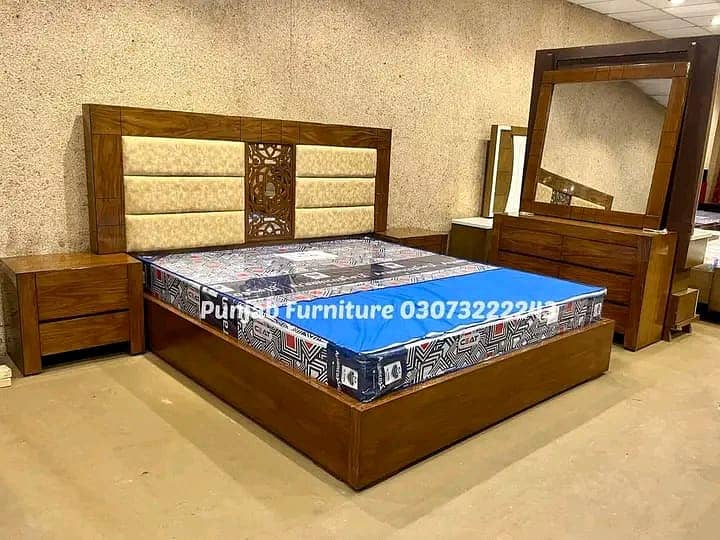 bed / bed set / wooden bed set / dressing table / king size bed set 17