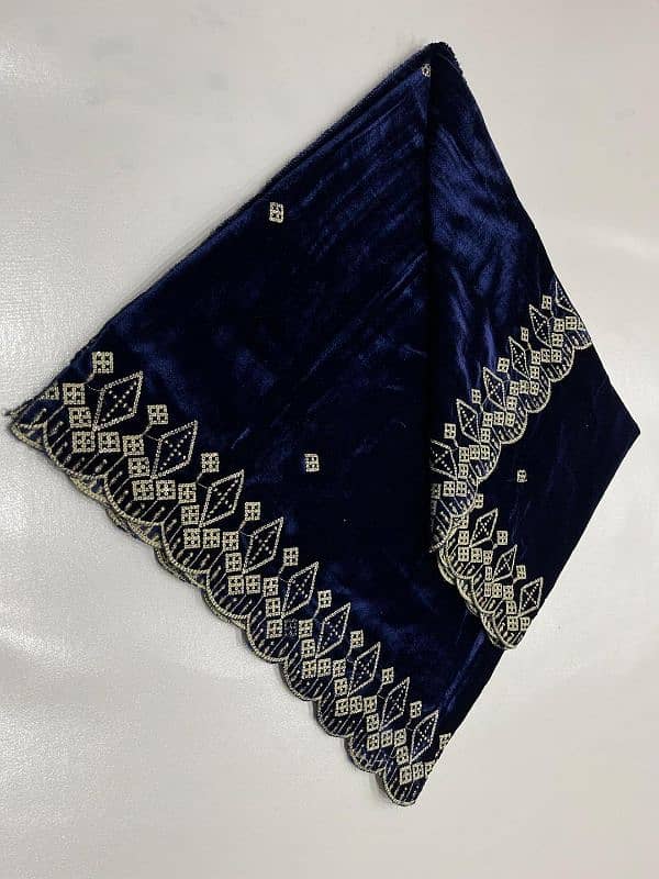 Women's Velvet Embroidered Border Shawl 3