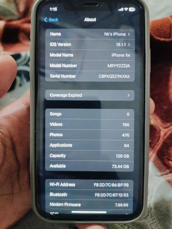 I phone xr NoN PTA 128 GB 5