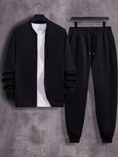 2 pcs men’s Fleece plain Zipper Track suit ?