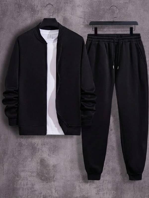 2 pcs men’s Fleece plain Zipper Track suit ? 0