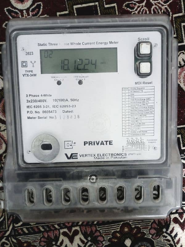 3 Phase Private Meter & 4 Core cable wire silver 0