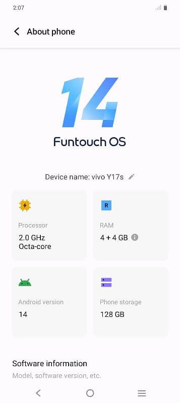 vivo v17 s 4.4 rim and 128gb ROM full box full new 2