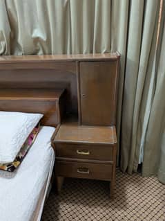 Wooden Bed with dressing sides and mirror