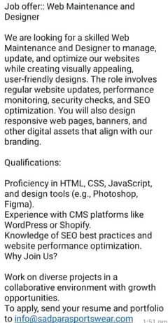 Web Maintenance and Designer