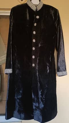 premium Black velvet sherwani for grooms