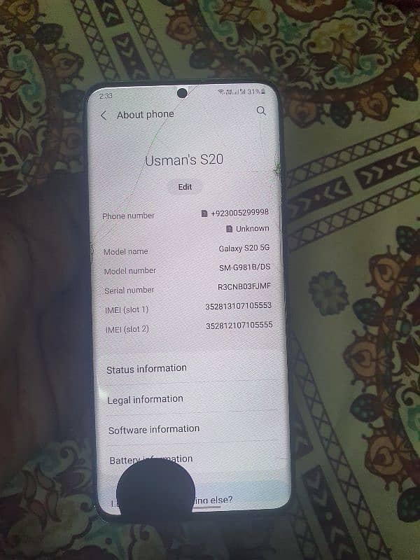 Samsung s20 5g pta pech 256gb argent sell 1