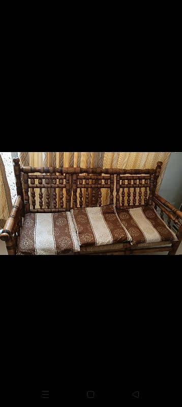 Sofa Set 5 Seater  Shesham wooden with center table for sale. 2