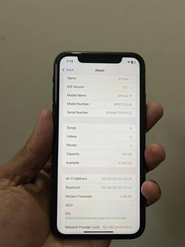 Iphone 11 , 64GB , Non-PTA ,98% BH , Urgent Sale 7