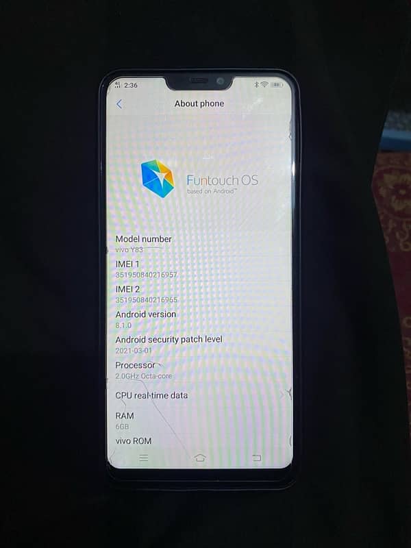 VivoY83 for sale. 6/128 GB 4