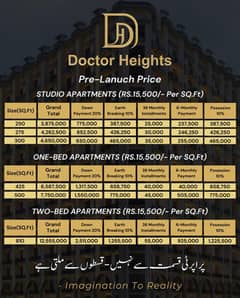 Studio Apartment On Easy Instalment in Doctor Heights Bahria Town Lhr