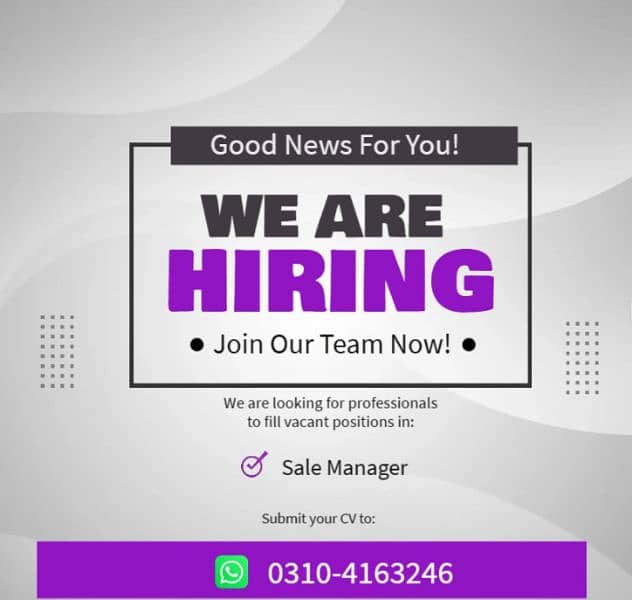 Experienced Sales Managers Required 0