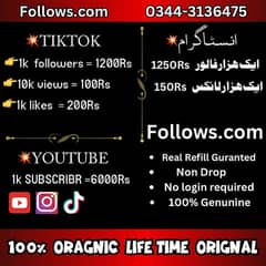 TikTok,Instagram,YouTube (Likes & Followers)