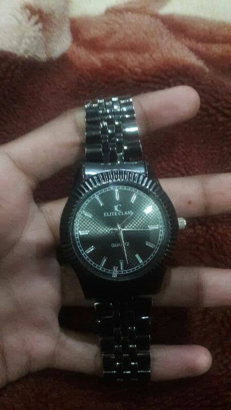 Black watch with rolex dial 1