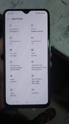 oppo Reno z 8GB RAM 256 GB memory all to fresh