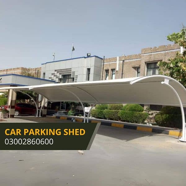 Fiber shed, tensile shed, fiber shade, parking shade 1