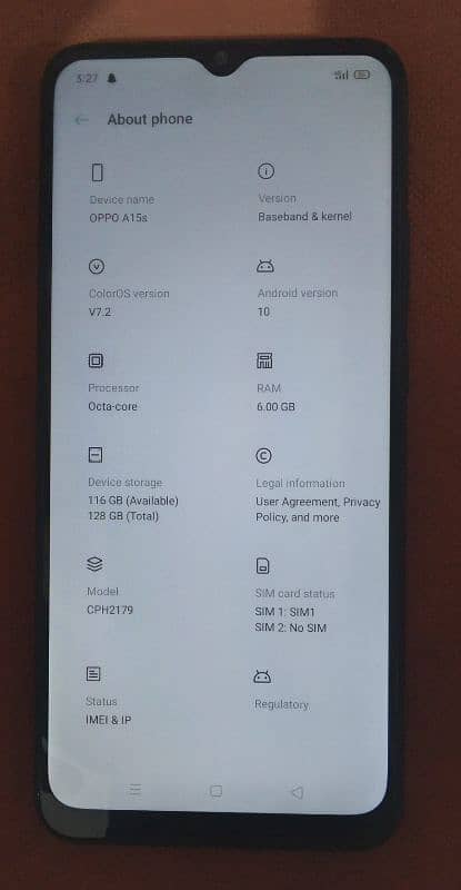 Oppo A 15 6/128 Condition 10/10 2