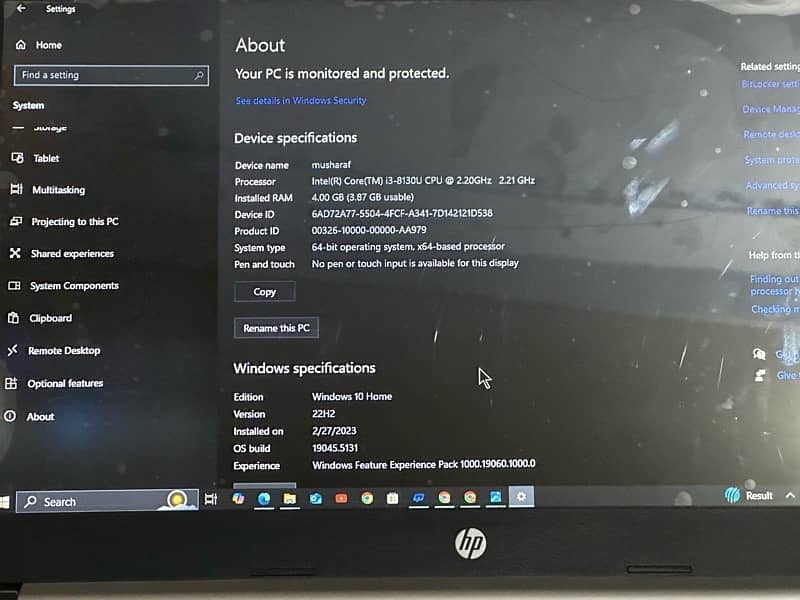 HP LAPTOP 14-df0023cl i3-8th Generation 7