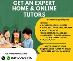 Get Home Tutor,Online Tutor,O/A Levels,Mont,KG,IGCSE,FSC,IELTS