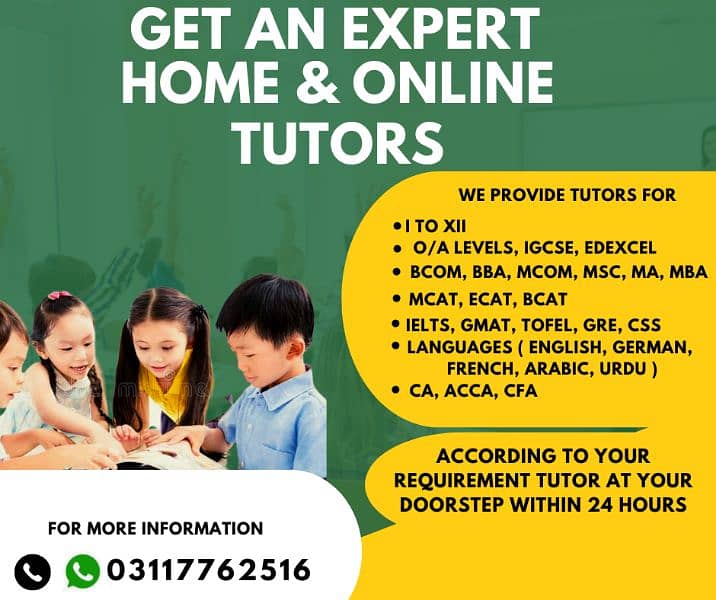 Get Home Tutor,Online Tutor,O/A Levels,Mont,KG,IGCSE,FSC,IELTS 0