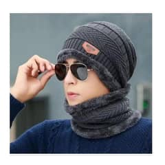 Beanie Wool Cap With Neck Warmer