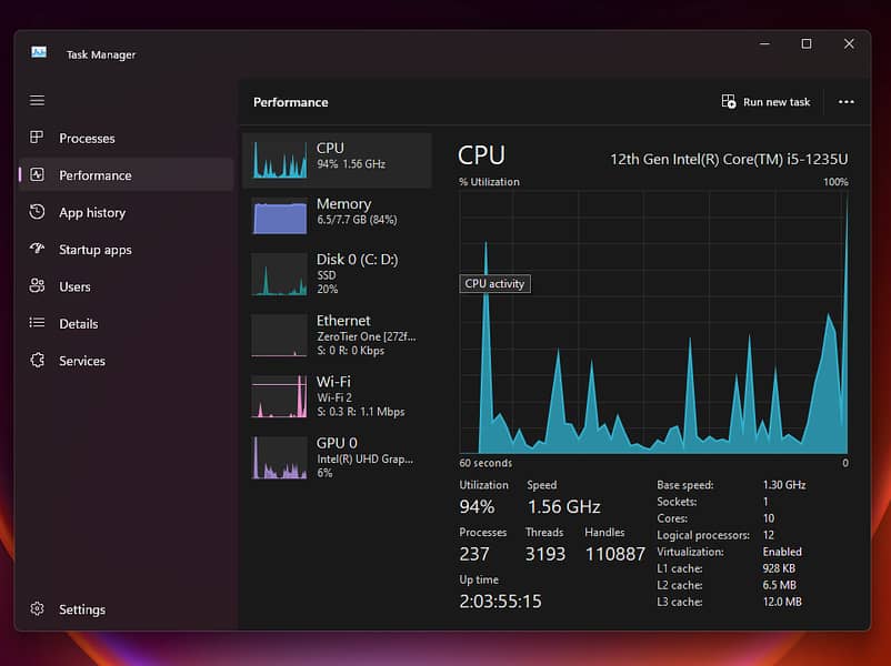 Levono v14 g3 | Intel Core i5 12th Gen | 8 GB Ram | 256 GB NVME 6