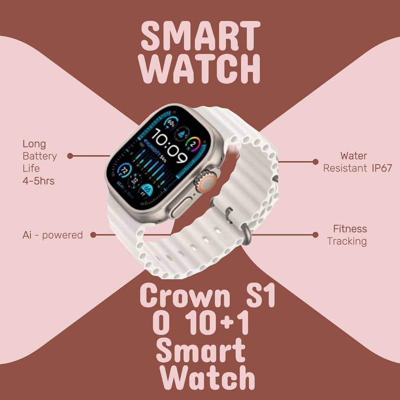 Crown S10 10+1 Smart Watch with Earbuds – All-in-One Innovat 2