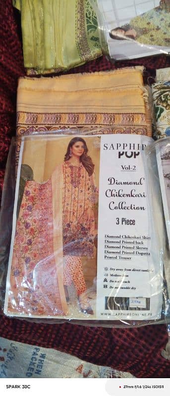 13 piece sapphire/Maria b/cut work / unstitched lawn cotton suit 9