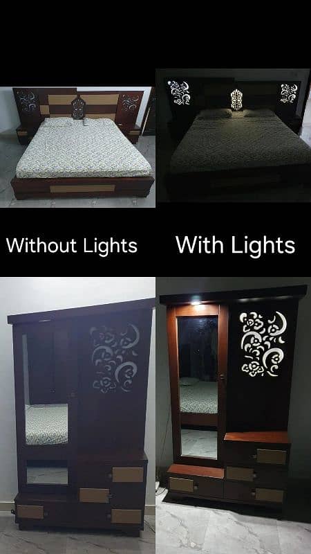 Bed, Mattress, Dresser and Side Tables 0