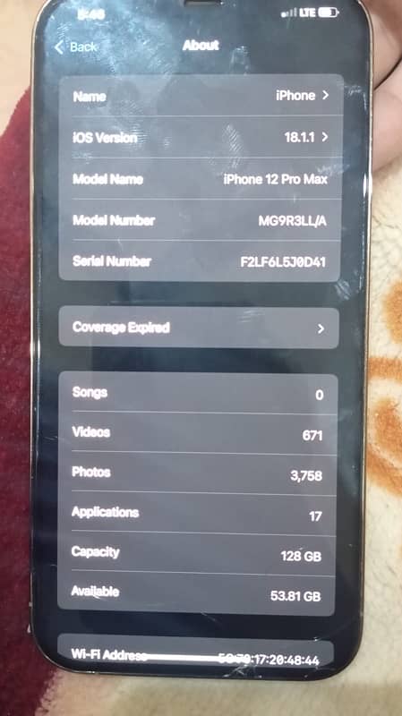 I phone 12 pro max pta approved only kit an charger 85% battery health 3