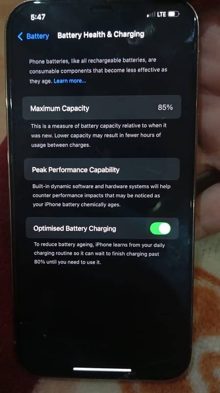 I phone 12 pro max pta approved only kit an charger 85% battery health 4