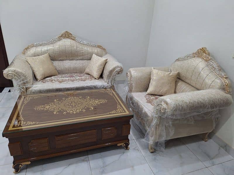 Brand New Wooden 6 Seater Deco Polish Sofa Set 8