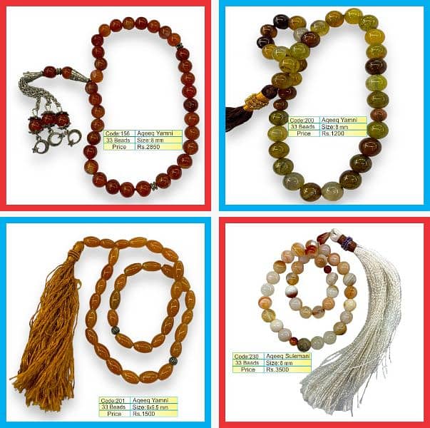 Natural Gemstone Tasbeeh - 33 and 100 Beads Tasbih 0