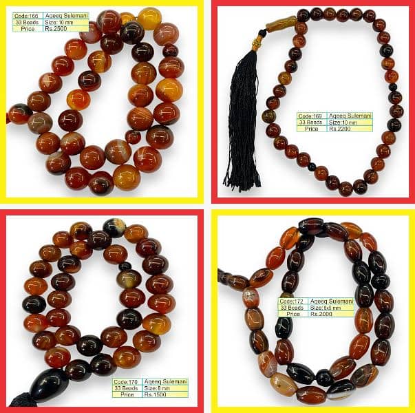 Natural Gemstone Tasbeeh - 33 and 100 Beads Tasbih 9