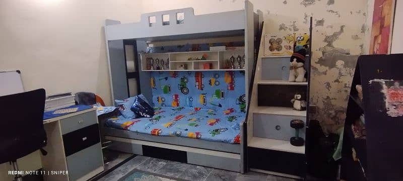 triple Bunk bed with study table 0