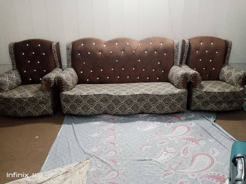 5 seater high back velvet poshished sofa set 5