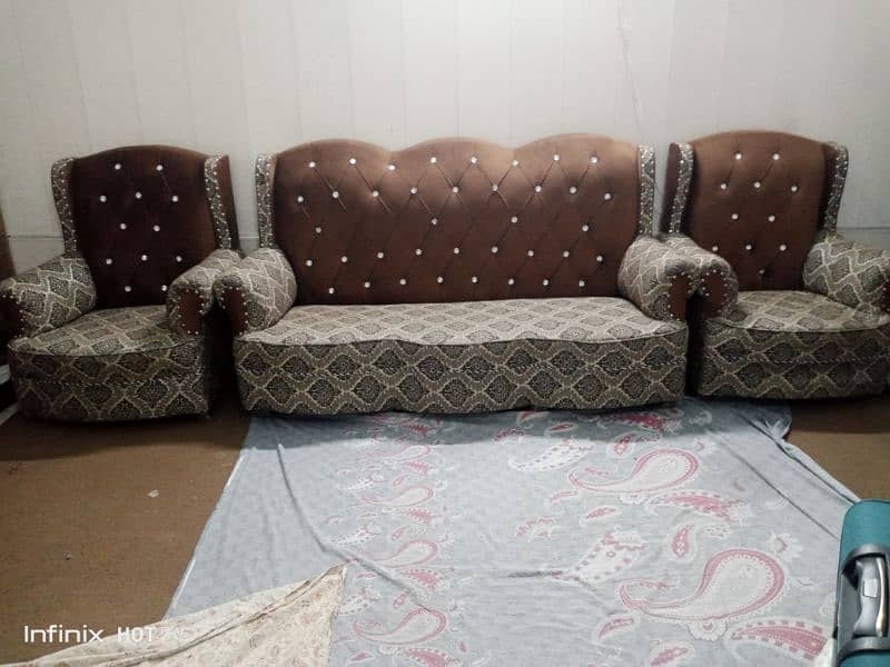 5 seater high back velvet poshished sofa set 6