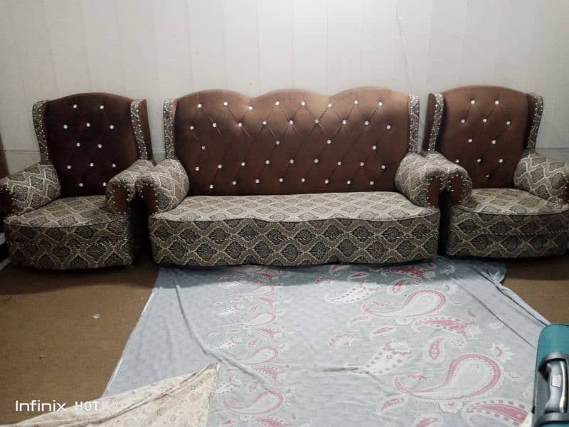 5 seater high back velvet poshished sofa set 7