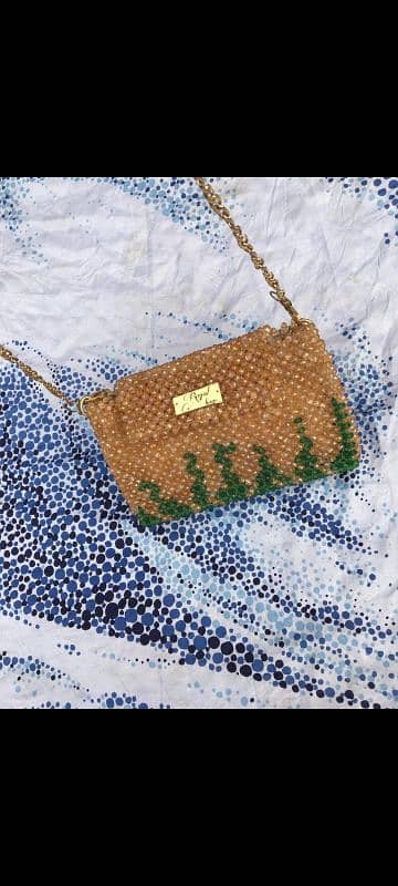 golden green colour beaded bag 50% off urgent sell 2