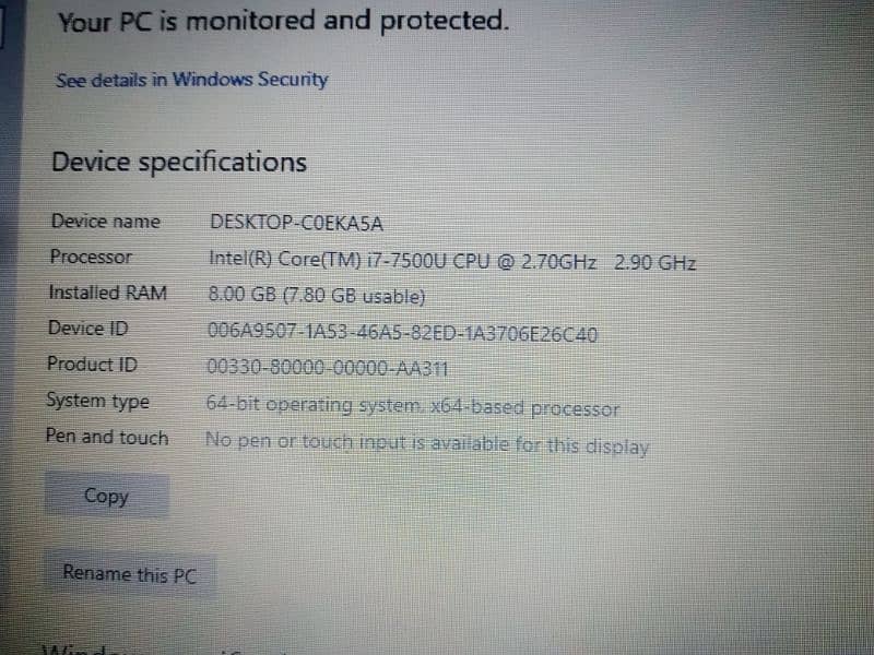 Dell i7 7th genration P76g 8gb ram 500gb Hard 6