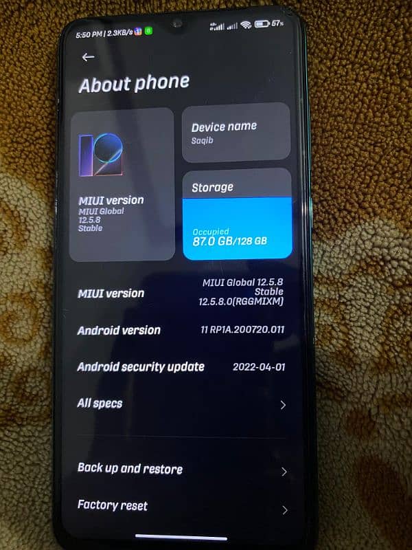 REDMI NOTE 8 PRO 6/128 PTA APPROVED WITH BOX 1