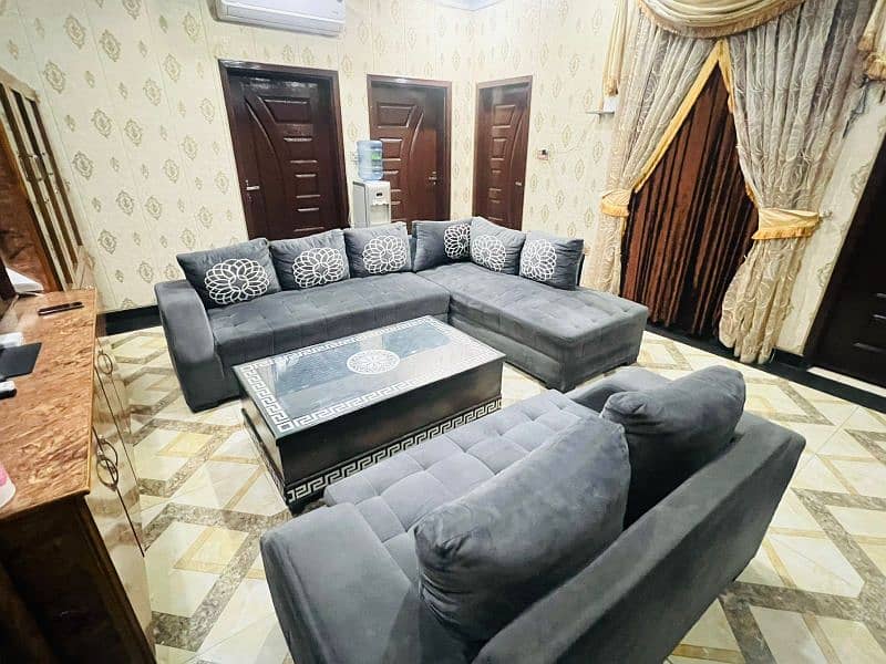 L shaped sofa set 7 seater with center Table 1