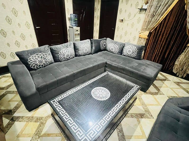 L shaped sofa set 7 seater with center Table 2