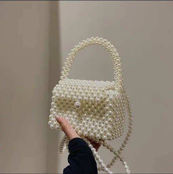 Cross body Long strip pearl bag 0