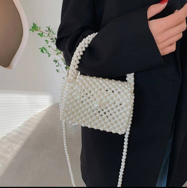 Cross body Long strip pearl bag 3