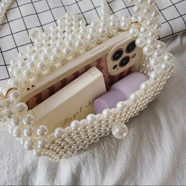 Cross body Long strip pearl bag 11