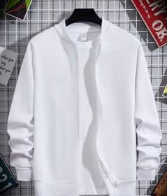 polyester plain collared white jacket