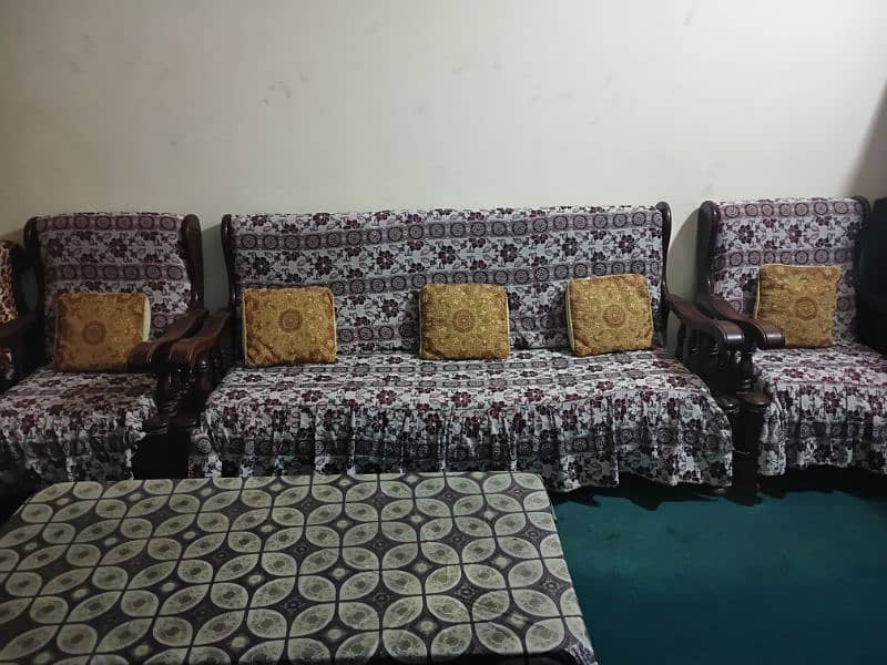 3 seater sofa with two 1 seater sofas and 4 chairs 2