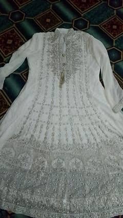 beautiful embrodiery white colour frok