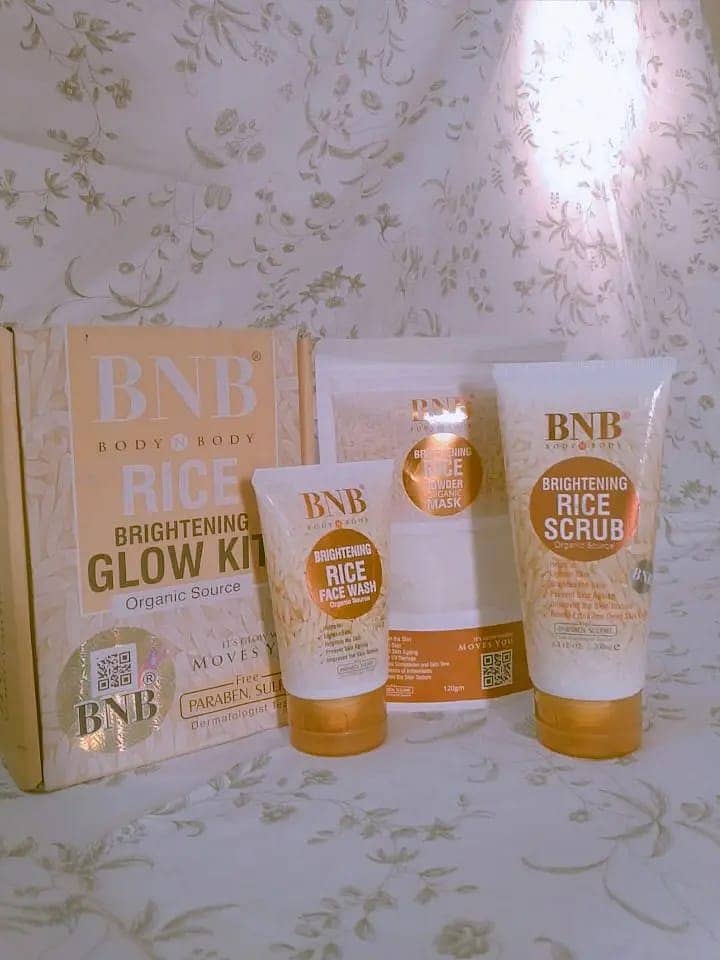 BNB Rice Brightening Glow Kit - Cleanser, Scrub, Mask  03262829731 0